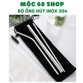 Bộ ống hút inox 304 thép không gỉ , sử dụng nhiều lần, thân thiện với môi trường - Mộc 68 Shop