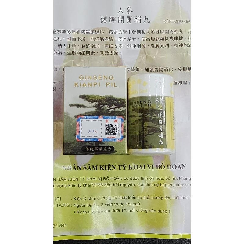 Tăng Cân Kianpi Pil ( Kiện Tỳ Hoàn Cây Thông ) - Nhân sâm kiện tỳ
