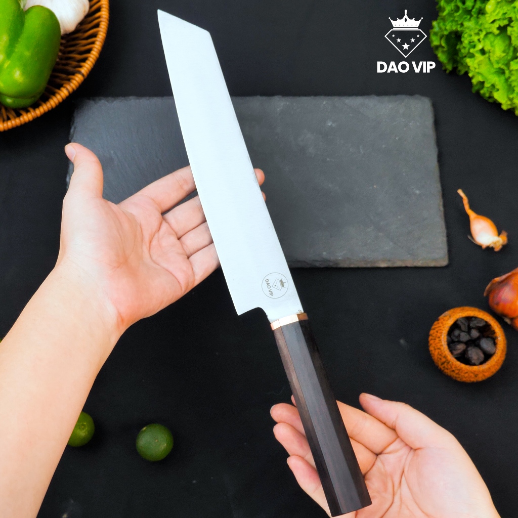 Dao sashimi thái thịt cá thép không rỉ cán gỗ DNK27 DAO VIP