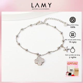 Lắc chân bạc LAMY Lucky Four Leaf Star Silver Anklet 9058