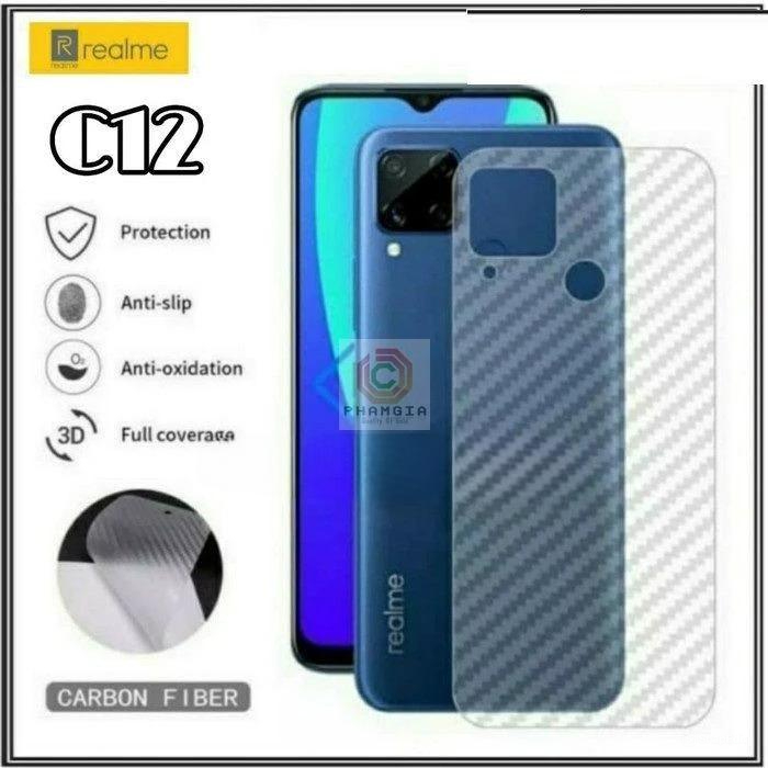 Miếng dán mặt lưng skin carbon Realme C12