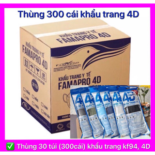 ✅ Thùng 300 cái khẩu trang kf94 4D Famapro Nam Anh 4 lớp kháng khuẩn cao cấp
