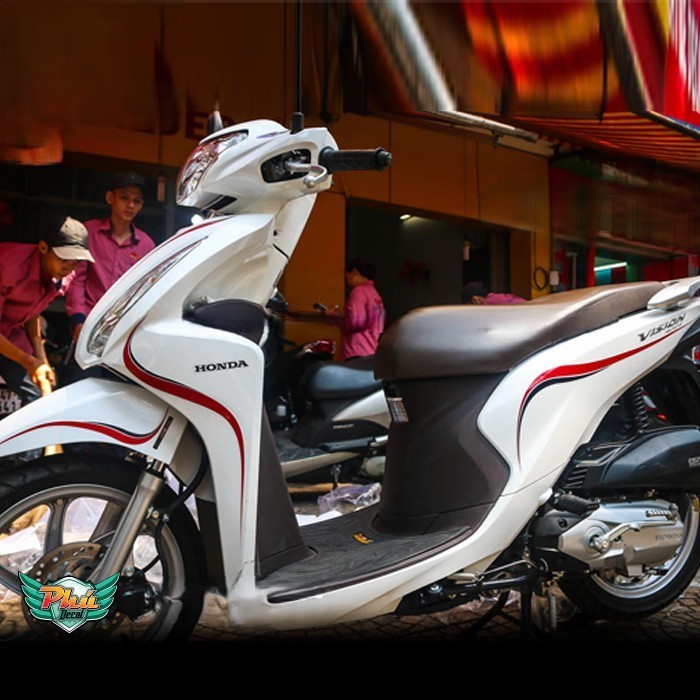 Tem rời Vision mới chỉ đỏ đen xe trắng 1
