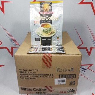 Cà phê ít đường Aik Cheong White Coffee (less sugar) bịch 600g (15 gói nhỏ 40g)
