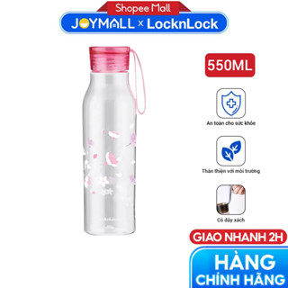 Bình nước nhựa Eco LocknLock ABF644LPIK Sakura 550ML, Hàng chính hãng, nắp kèm dây silicone- JoyMall