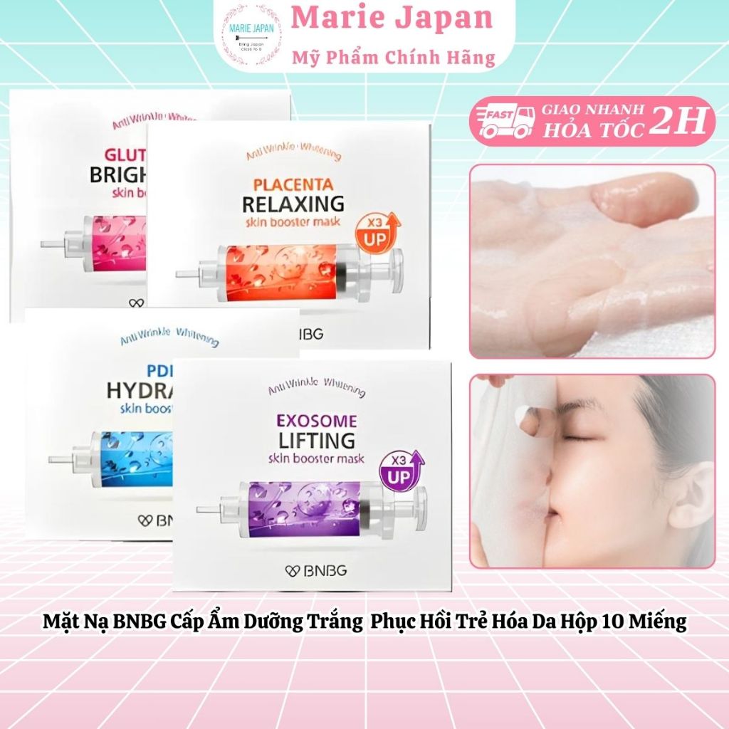 [HỘP 10 MIẾNG] Mặt Nạ BNBG Placenta Skin Booster Mask Cấp Ẩm Dưỡng Trắng Phục Hồi Trẻ Hóa Da Hàn Quố