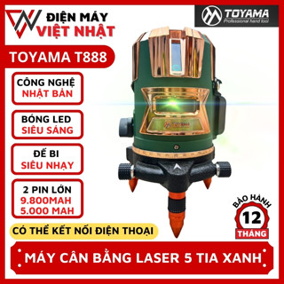 Máy cân bằng laser 5 tia xanh siêu sáng Toyama T888 chính hãng chuyên ngoài trời, công nghệ Nhật Bản mẫu mới nhất