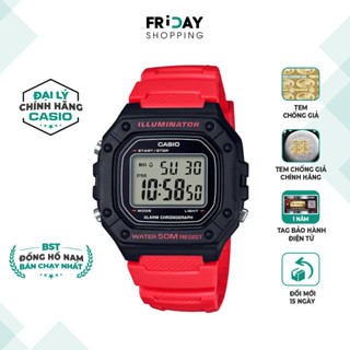 Đồng Hồ Casio Nam Điện Tử W-218H-4BVDF Mặt Vuông Dây Cao Su Chính Hãng