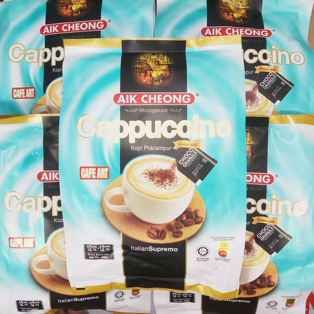 05 bịch Cà phê Cappuccino Aik Cheong (mỗi bịch 306g x 12 gói nhỏ 25g)