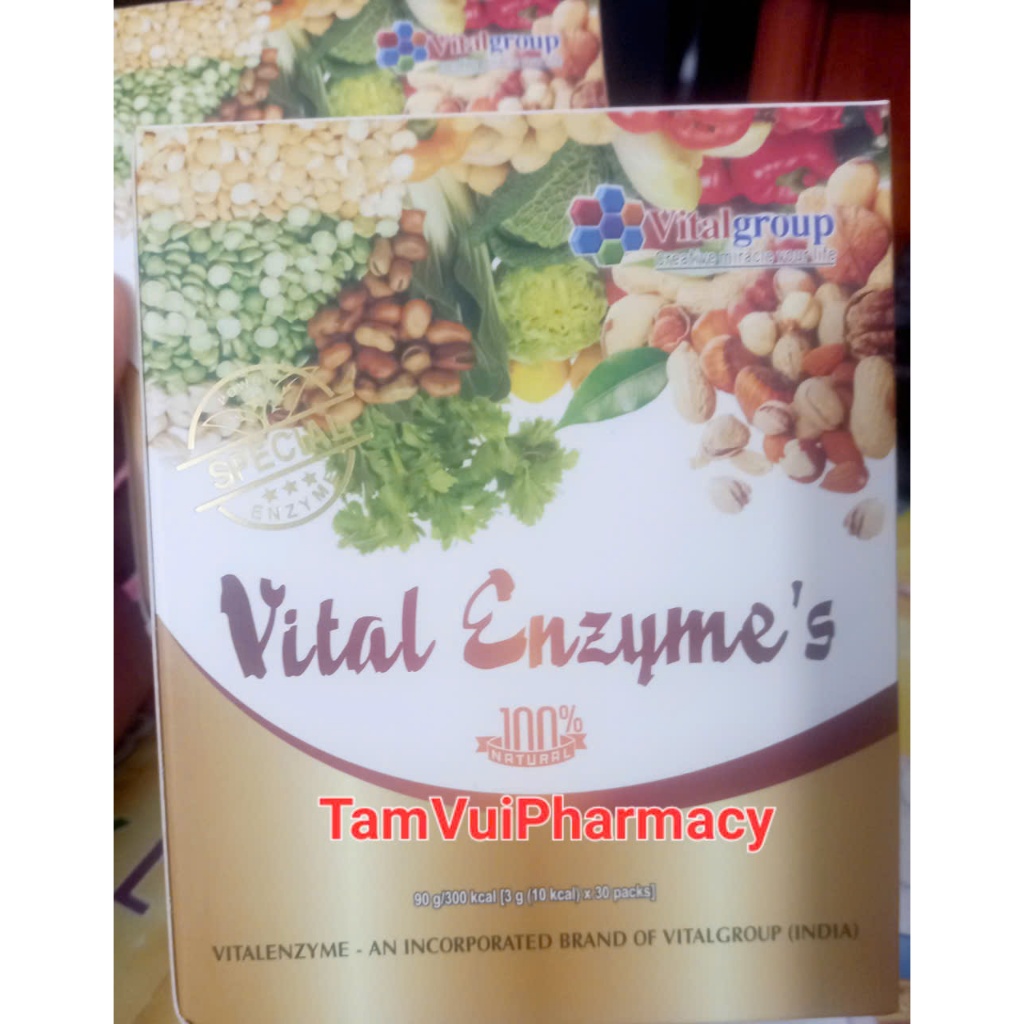 Enzyme Vital Cửa Sổ Vàng chính hãng Hộp 30 gói, tặng kèm Kẽm hỗ trợ ăn ngon, tăng cường sức đề kháng