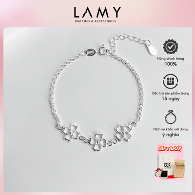Vòng tay bạc LAMY Heart Clover Bracelet Silver 2228 - Vòng tay nữ bạc