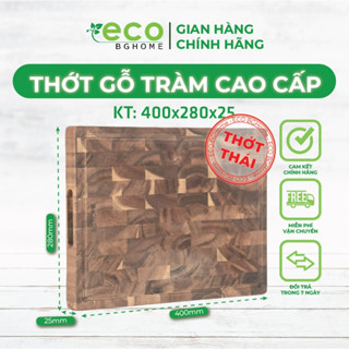 Thớt gỗ KEO ( Tràm ) thương hiệu BG Home an toàn VSTP - Kích thước rộng KT400 x 280 25 mm