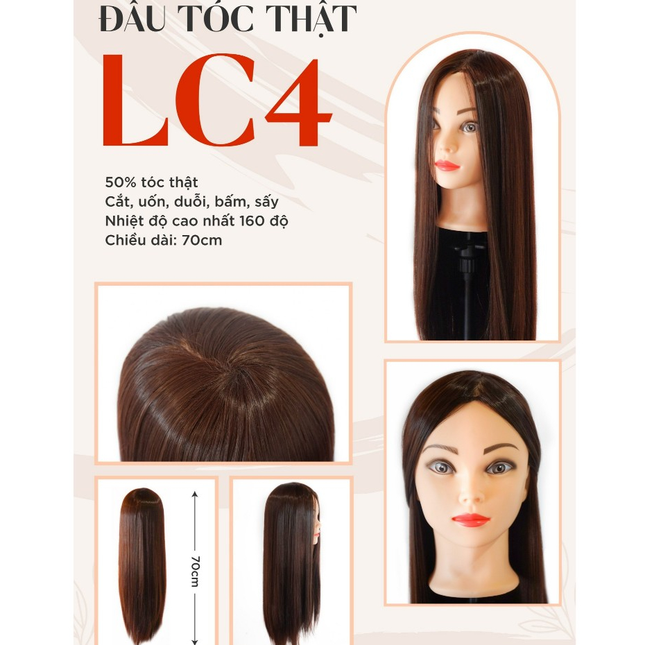 ĐẦU GIẢ (ĐẦU KEN) LC4 50% TÓC THẬT