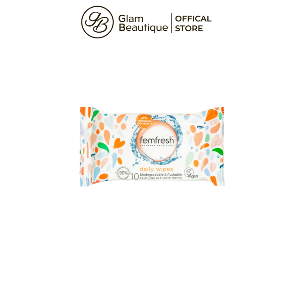 Femfresh Khăn Ướt Vệ Sinh Vùng Kín Hằng Ngày Gói 10 Tờ Glam Beautique