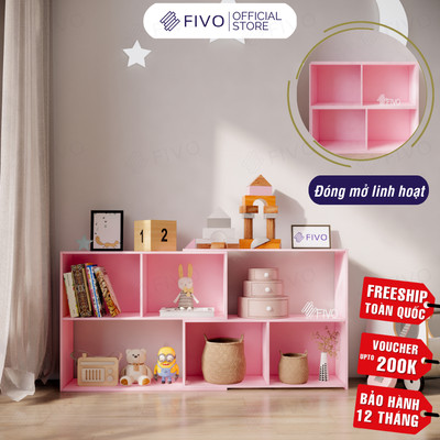 [Freeship Toàn Quốc] Kệ Sách Cho Bé Màu Hồng FIVO FB71 Chất Liệu Gỗ Cao Cấp, An Toàn, Nhiều Màu Sắc, Decor Xinh Xắn