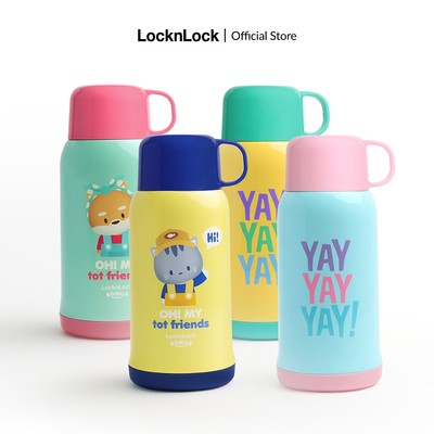 Bình giữ nhiệt có ống hút cho bé kèm túi và dây đeo LocknLock Animal Friend Kids tumbler LHC1475 550ml