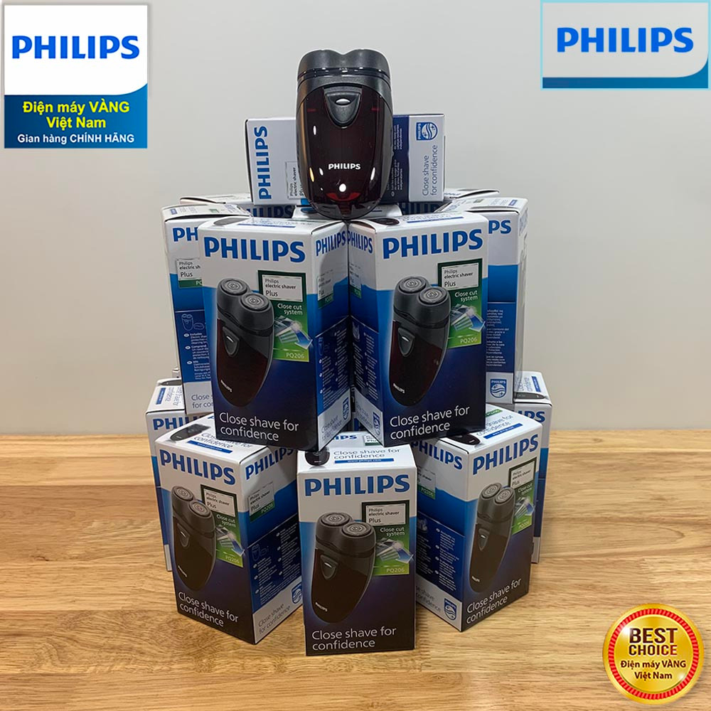 Máy cạo râu du lịch Philips PQ206 nhỏ gọn, tiện lợi, an toàn cho da, sử dụng pin AA, bảo hành 2 năm - Hàng chính hãng