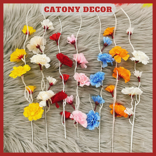 Lẻ nhánh đào râu trang trí set tháp bánh, tháp oản, tháp nước trang trí tết