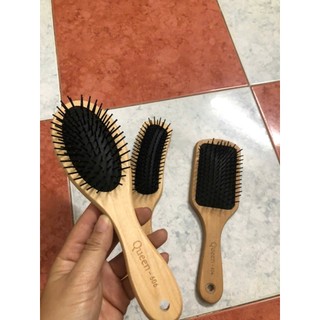Lược nửa mặt cán gỗ gở tóc rối