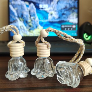 Combo 10 Lọ đựng tinh dầu treo xe ô tô HOA HỒNG 6ml tiện dụng - Vỏ nước hoa, tinh dầu, serum, treo tủ, phụ kiện du lịch