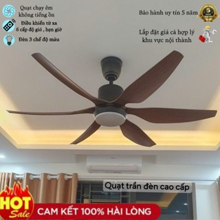 [Có Chốt An Toàn - Động Cơ Lõi Đồng] Quạt Trần Đèn, Quạt Trần 5 Cánh KP508 , 6 Cấp Độ Gió, Điều Khiển Từ Xa.