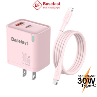 Bộ sạc nhanh Type C 30W Basefast Củ  2 cổng PD30W siêu bền dùng cho iP 15 16 samsung xiaomi huawei