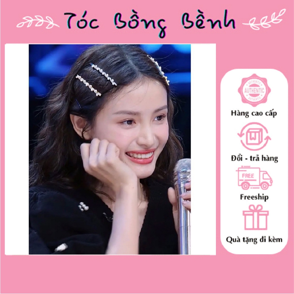 Set 2 Kẹp Tóc Mái Đính Đá Lấp Lánh Tocbongbenh