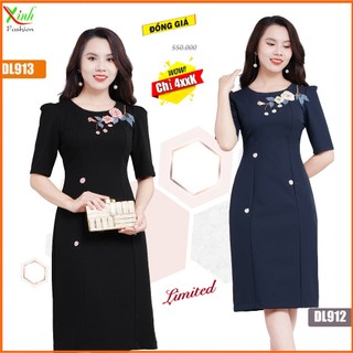 Đầm Suông Tay Lỡ  Kết Hoa Thủ Công Cao Cấp Diện Tiệc Cực Sang DL912-913