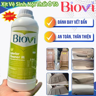 Chai Xịt Vệ Sinh Nội Ngoại Thất Ô Tô BIOVI 500ml Chính Hãng, Làm Sạch Khử Mùi Kính, Ghế Da Nỉ Xe Hơi - Tặng Khăn Lau
