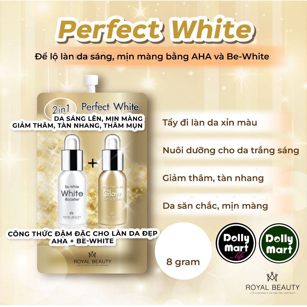 ROYAL BEAUTY PERFECT WHITE CREAM 1BOX 6PCS. (8G EACH) Làm lộ làn da tươi sáng, rạng rỡ. Với Set Perf