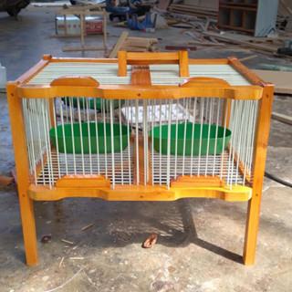 Lồng tắm khuyên, hút mật 1 ngăn, 2 ngăn gỗ vàng cao cấp tặng kèm khay tắm Lồng chim Kabosa