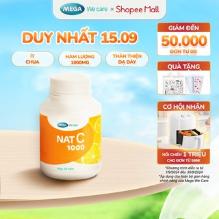 Viên uống Vitamin C thân thiện với dạ dày, hỗ trợ sáng da và cải thiện đề kháng - NAT C 1000 (30 ngày)