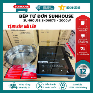 Bếp từ đơn cảm ứng Sunhouse SHD6873/SHD6879, Công suất 2200W, Mặt kính ceramic siêu bền