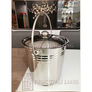 XÔ INOX CÓ NẮP ĐỰNG NƯỚC LÈO/ ĐỰNG ĐÁ