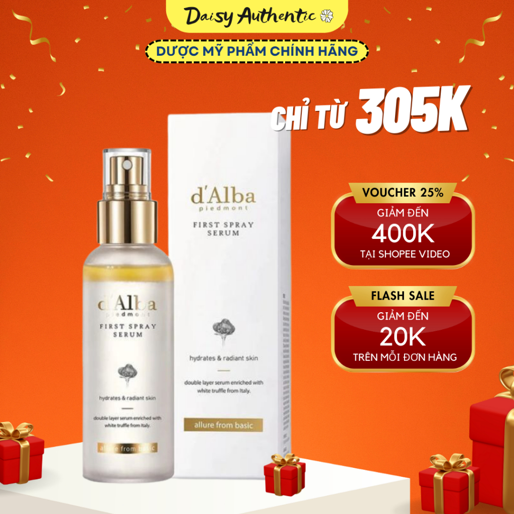 Serum Dạng Xịt d'Alba First Spray Serum Cấp Ẩm, Dưỡng Da Căng Bóng 50ml 100ml