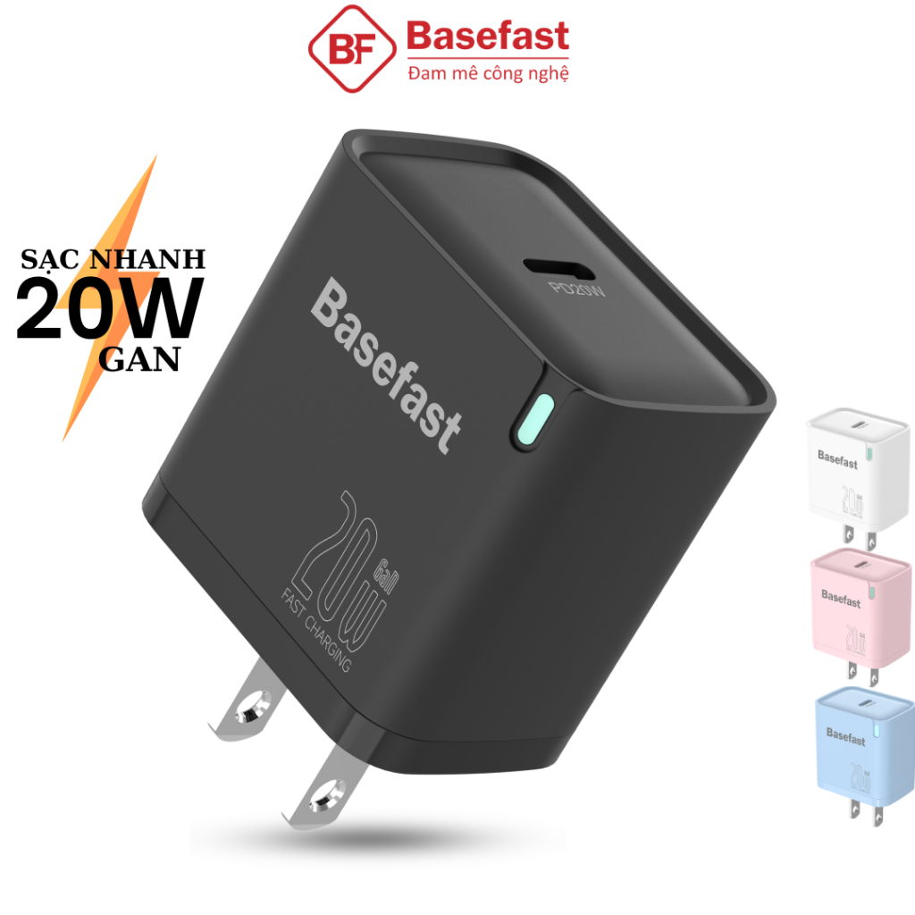 Củ sạc nhanh 20W Basefast cục sạc type C công nghệ chống quá tải nhiệt dùng cho ip samsung oppo ...