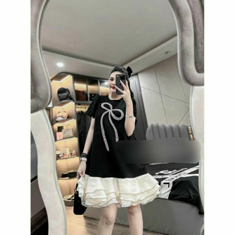 VÁY ĐEN ĐUÔI CÁ PHỐI VOAN NƠ REN