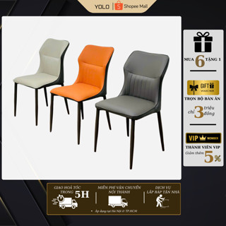 Ghế ăn bọc da PU YOLO Evar, chân sắt nhập khẩu cao cấp hiện đại | căn hộ chung cư gia đình