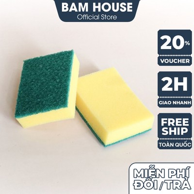 Combo 2 Cước rửa chén 2 lớp Bam House có mút tạo bọt chuyên rửa chén bát cao cấp MRC03