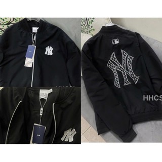 Áo Khoác Gió MLB Logo Thêu 2 Lớp chất gió cực kỳ dày dặn, Áo Khoác Bomber gió hai lớp MLB thêu logo To NY Sau Lưng