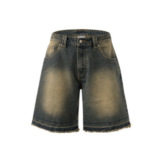 Quần đùi bò unisex ống rộng KMC Logo Faded 13 Oz