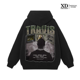 Áo Hoodie nỉ The Xide áo in chữ TRAVIS form unisex nam nữ chất nỉ bông dày dặn