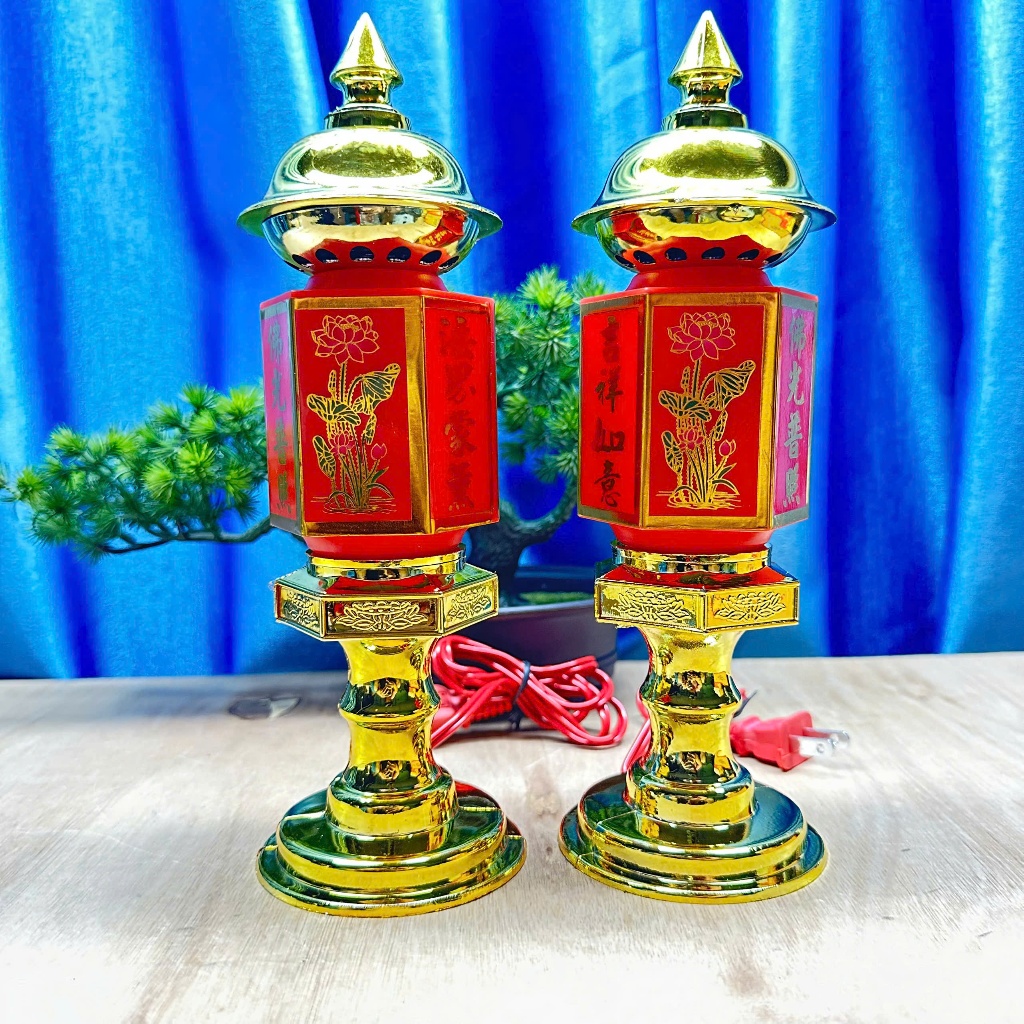 1 CẶP ĐÈN THỜ LỤC GIÁC NHỎ ,TRUNG , LỚN