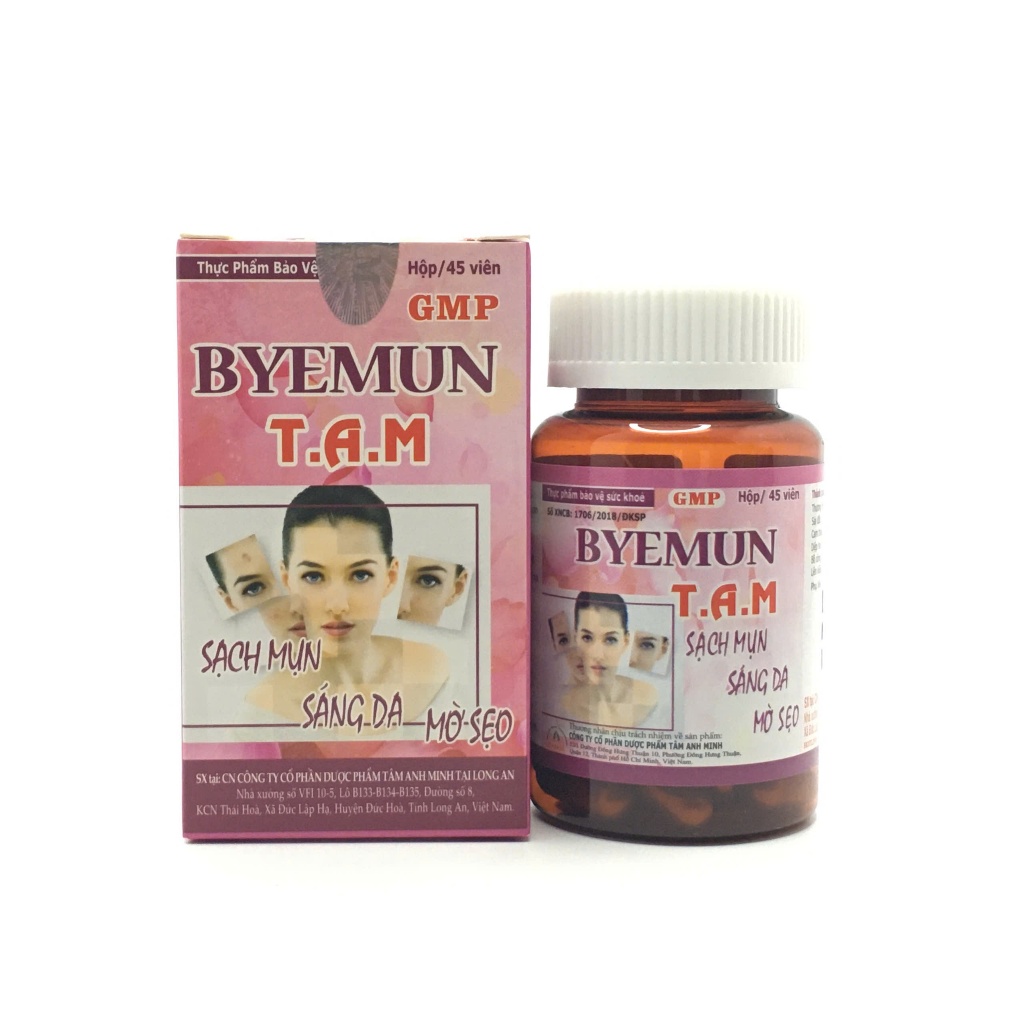 TPCN (CHíNH HÃNG)Sạch mụn, sáng da ,mờ sẹo Byemun TAM( Hộp 45 viên)