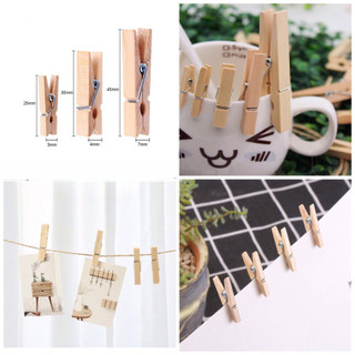 Kẹp gỗ trơn - (Size 3,5cm x 0,7cm) - Set 50 chiếc kèm dây