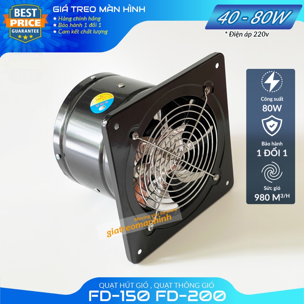  Quạt Hút Gió FD-100 FD-150  FD-200 Thông Gió Hút Mùi Nhà Bếp Nhà Vệ Sinh  Phòng Ngủ 