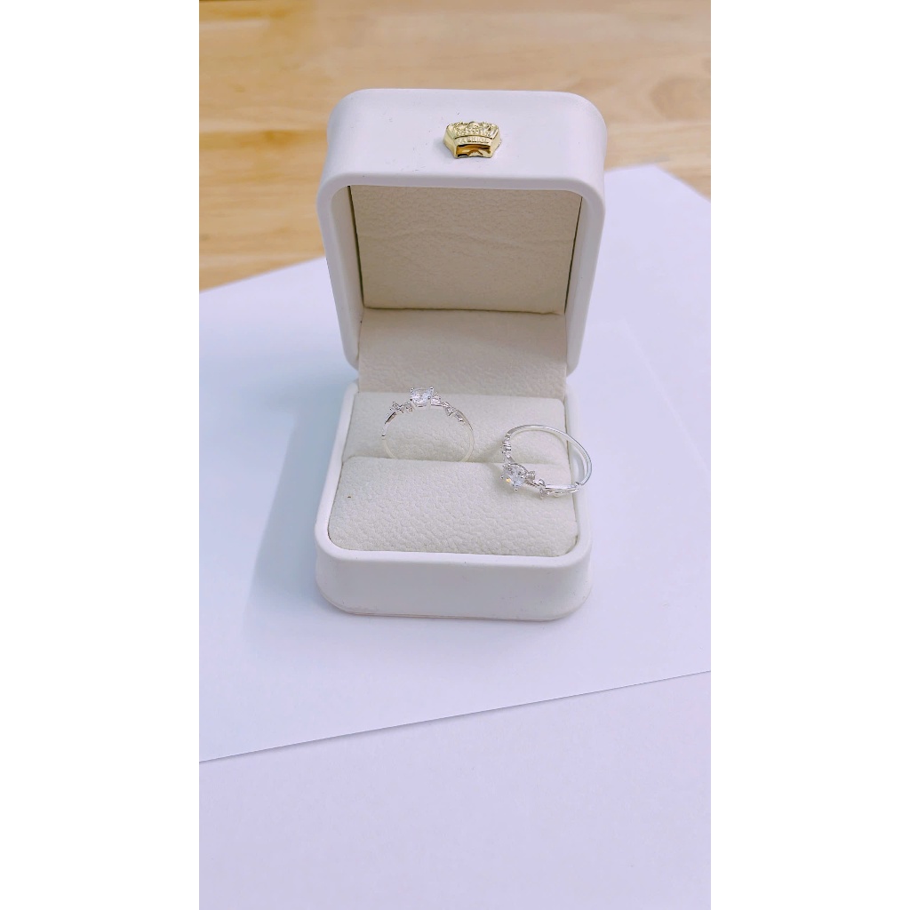 Nhẫn bạc nữ đính đá bốn chấu cành hoa đan chéo tuyệt đẹp