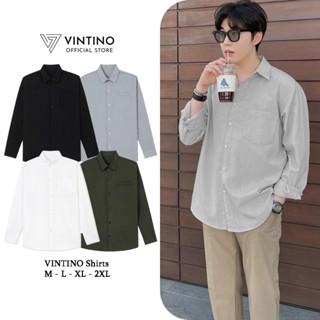Áo Sơ Mi Nam Dài Tay Cổ Bẻ Vải Đũi LINEN Form Suông Hàn Quốc Màu Xanh Than Trắng Đen VINTINO SM02