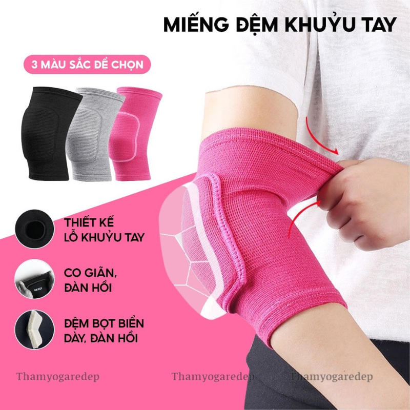 Bảo Vệ Khuỷu Tay, Đai Xỏ Khuỷu Tay Đệm Mút Hỗ Trợ Tập Yoga, Gym Và Thể Thao Cao Cấp (1 cái).