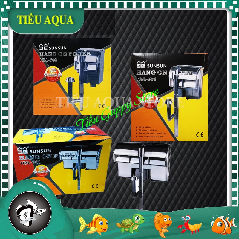 Lọc Thác Treo Hồ Cá Mini SUNSUN HBL 301, 501 701 Tích Hợp Lọc Váng